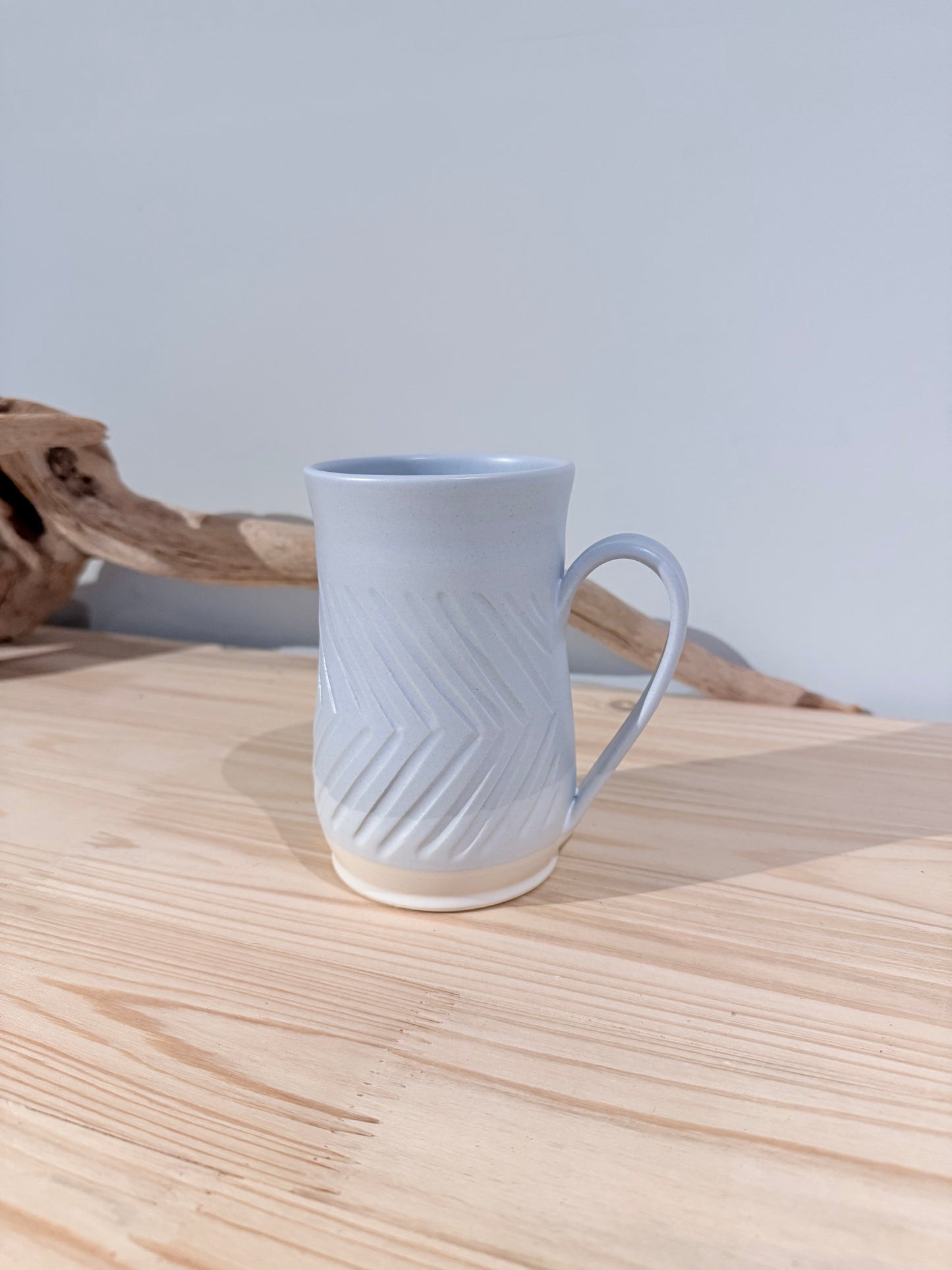 Carved Mug/ Light blue/ Chevron