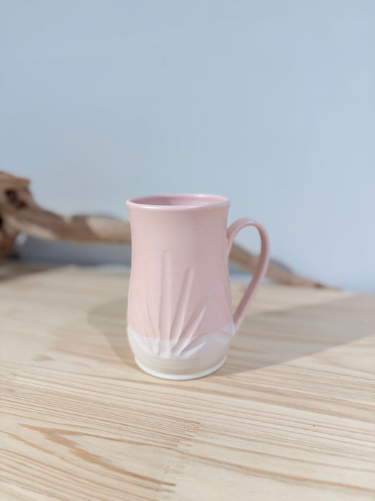 Carved Mug/ Light pink/ Leaf