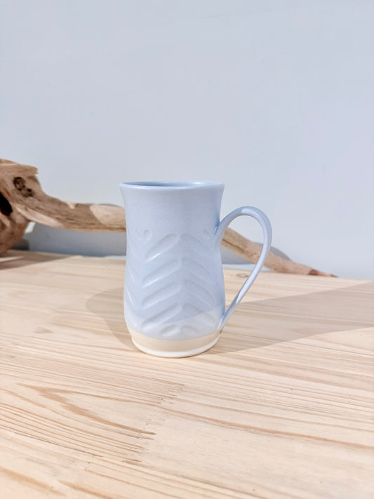 Carved Mug/ Light blue/ Monstera