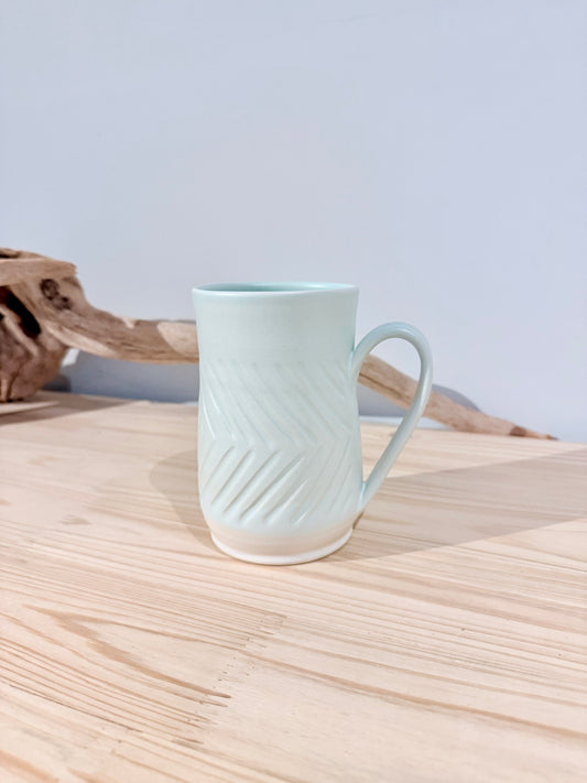 Carved Mug/ Light green/ Chevron