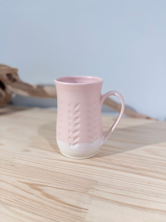 Carved Mug/ Light pink/ Herringbone