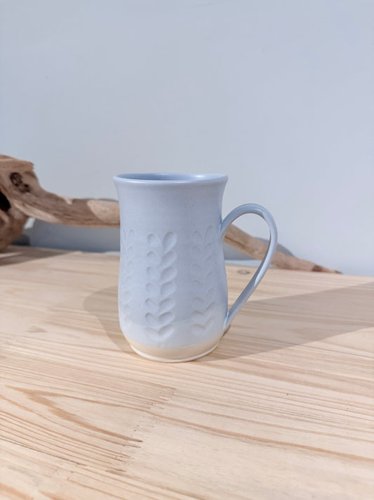 Carved Mug/ Light blue/ Herringbone